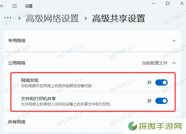 确保共享功能已开启