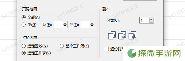 选择“仅打印含数据的页面”