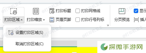 检查打印区域设置