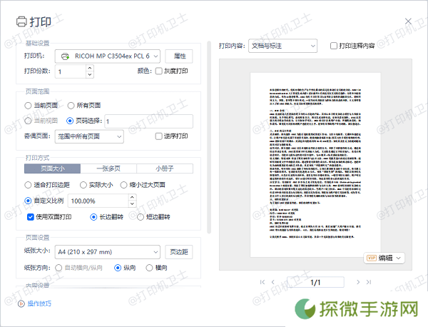 PDF 阅读器中的打印预览