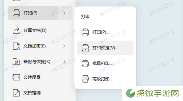 预览打印效果
